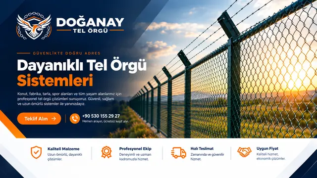 Doğanay Tel Örgü tanıtım afişi: Dayanıklı Tel Örgü Sistemleri, telefon 0530 155 29 27